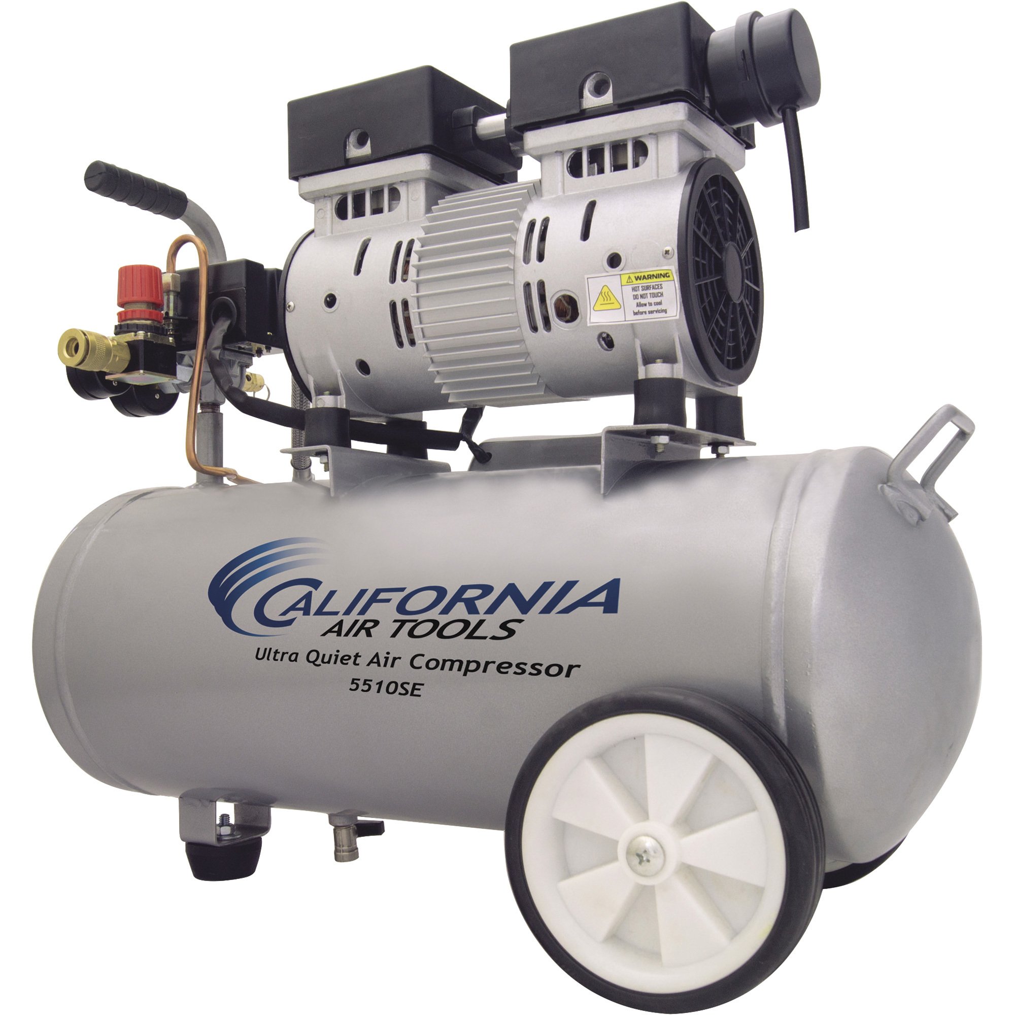 California Air Tools Ultra-Quiet Portable Electric Air Compressor — 1 HP, 5.5-Gallon Horizontal, 2.2 CFM, Model# 5510SE